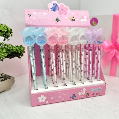 Ручка Метелик з сипучими блискітками