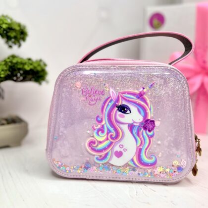Сумочка Єдиноріжка рожева з плаваючими блискітками