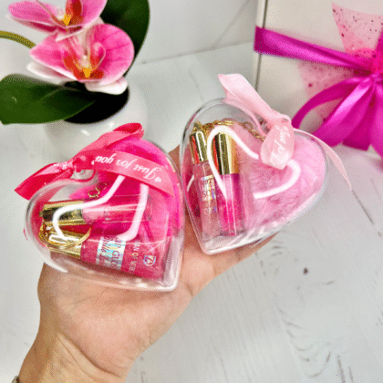 Набір Серце блиски для губ (2шт) + брелок-пушок