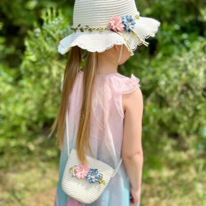 Набір шляпка+сумочка Квіти