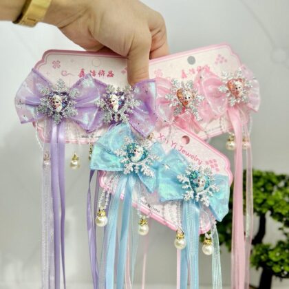 Бантики-заколки зі стрічками+ перлини Ельза, пара