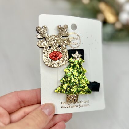 Набір заколок Ялинка+Олень