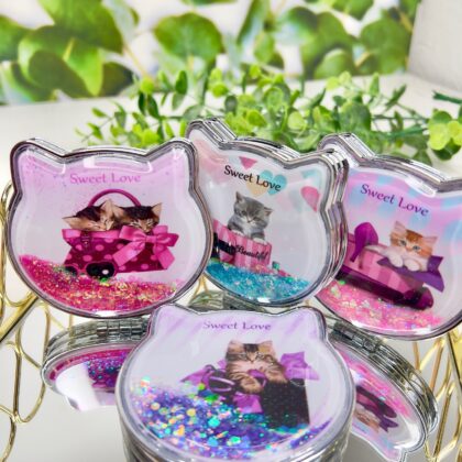 Дзеркальце з плаваючими блискітками Котик