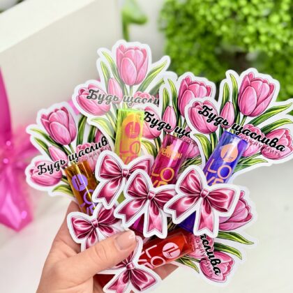 Бальзам для губ з листівкою Тюльпани