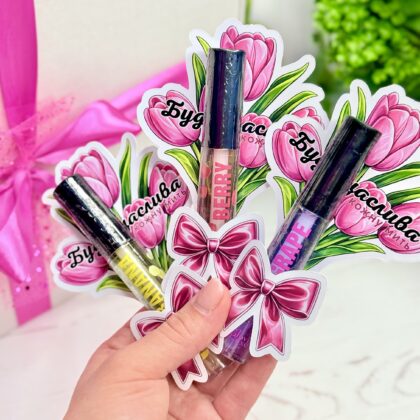 Блиск для губ з листівкою Тюльпани