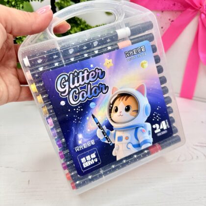 Набір маркерів Glitter Color «Котик» глітерні з блискітками, 24 кольори