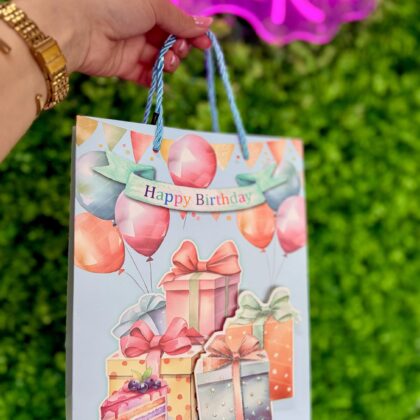 Пакет подарунковий Happy Birthday 3D малюнок 18*23 см блакитний