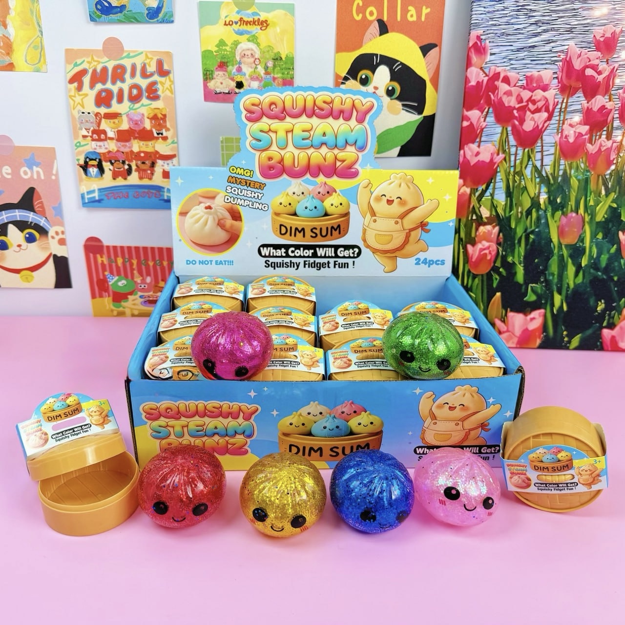 Антистрес Dumpling Хінкалі (5,7 см) глітерні, колір рандомний «Squishy Steam Bunz»