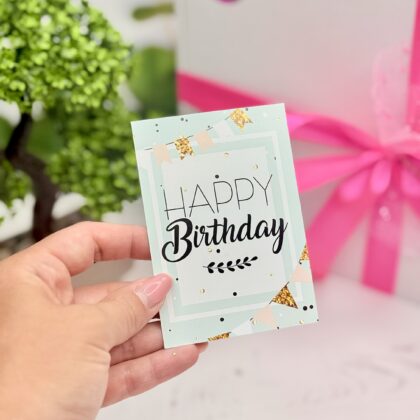 Листівка міні «Happy Birthday блакитна» 7х10 см