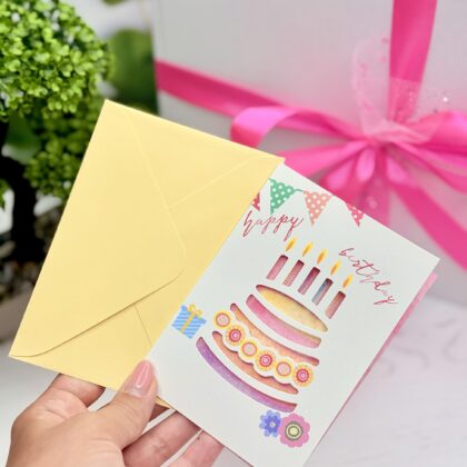 Листівка з конвертом «Happy Birthday торт» (13х9 см)