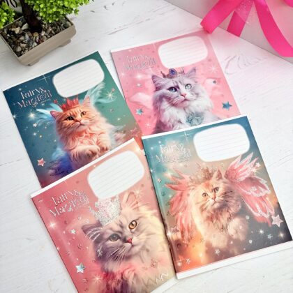 Зошит "Котики. Fairy cats"18 аркушів в клітинку (3316K) глітерна обкладинка